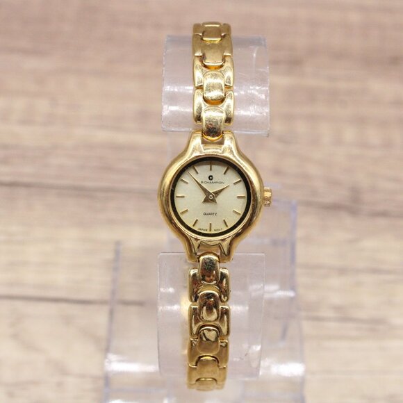 J.B Champion Watch Womens Gold Tone Stainless Steel Classic Gold Quartz Dial - Picture 2 of 8